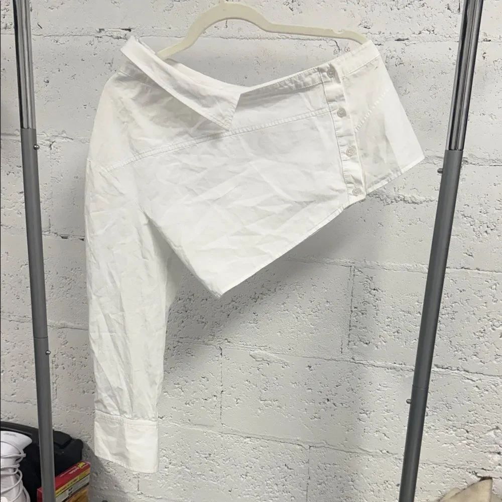 Zara One Shoulder Collared Long Sleeve Top - Cropped - Size Medium - Worn Once